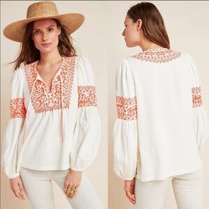 ANTHROPOLOGIE Maeve Louisa Textured Peasant Top XS